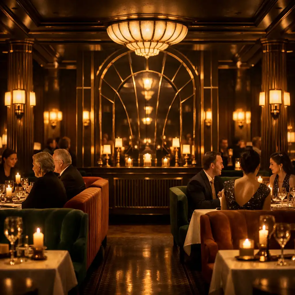 Wnętrze WspolnyStol w stylu Art Deco