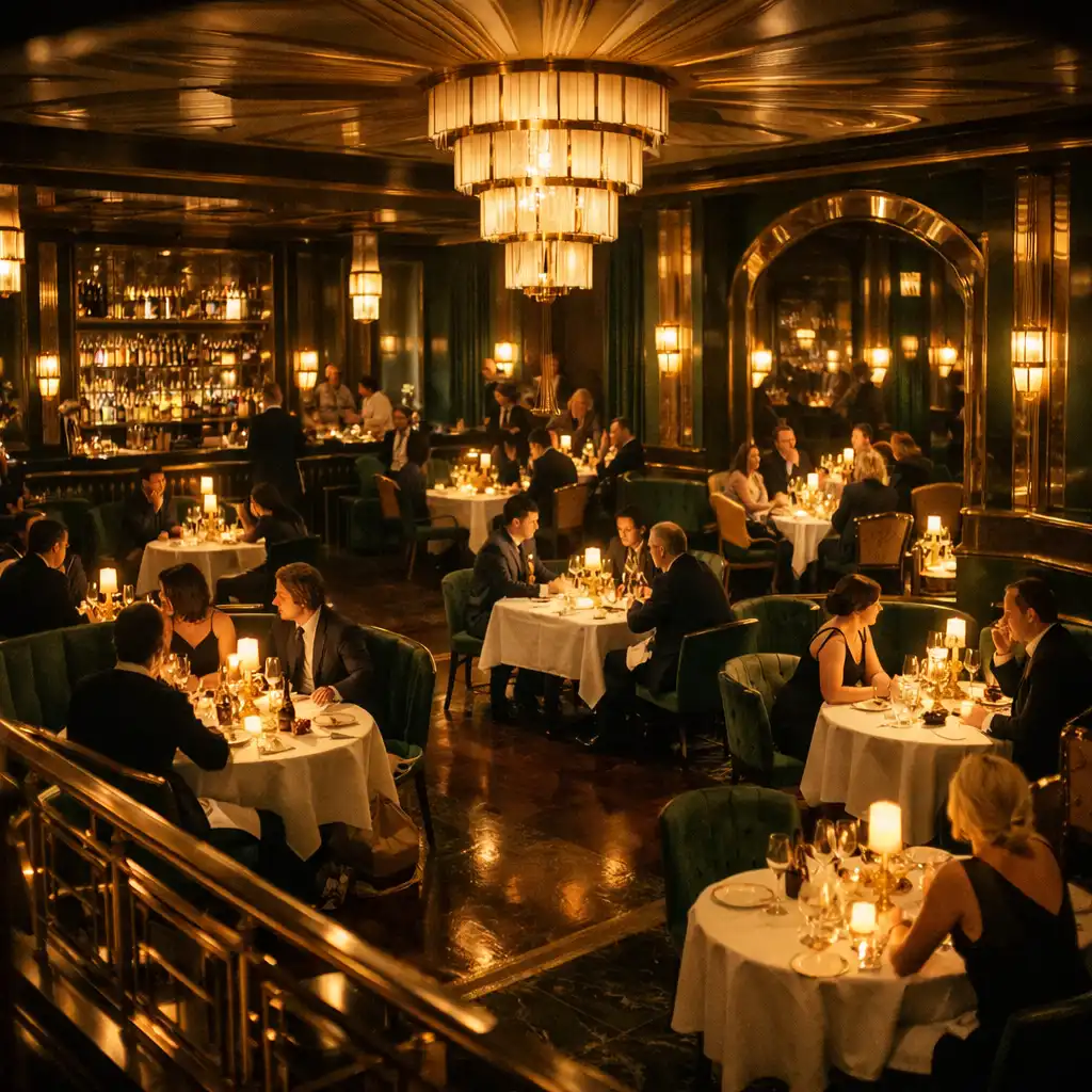 Elegancka restauracja wieczorem