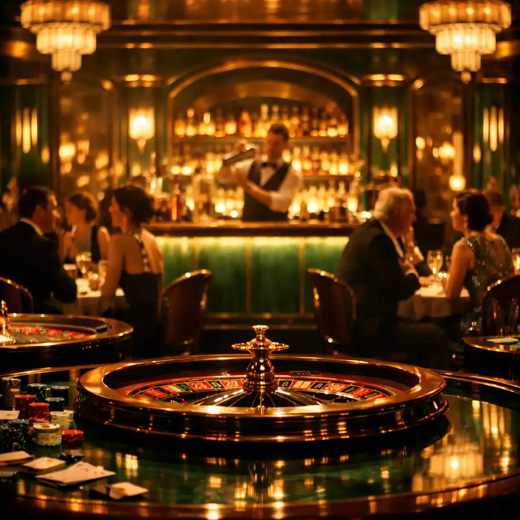 Luksusowa restauracja w stylu art deco z atmosferą kasyna